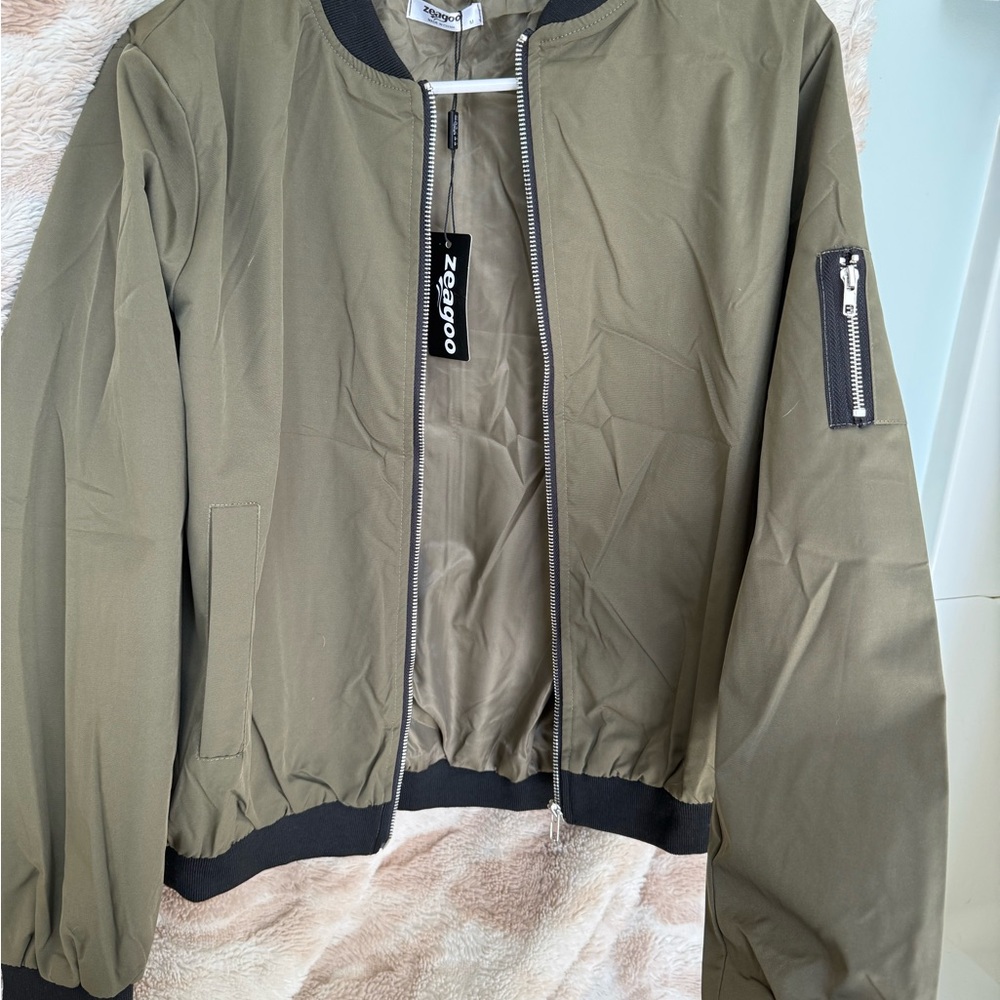 zeagoo Men's Khaki Bomber Jacket